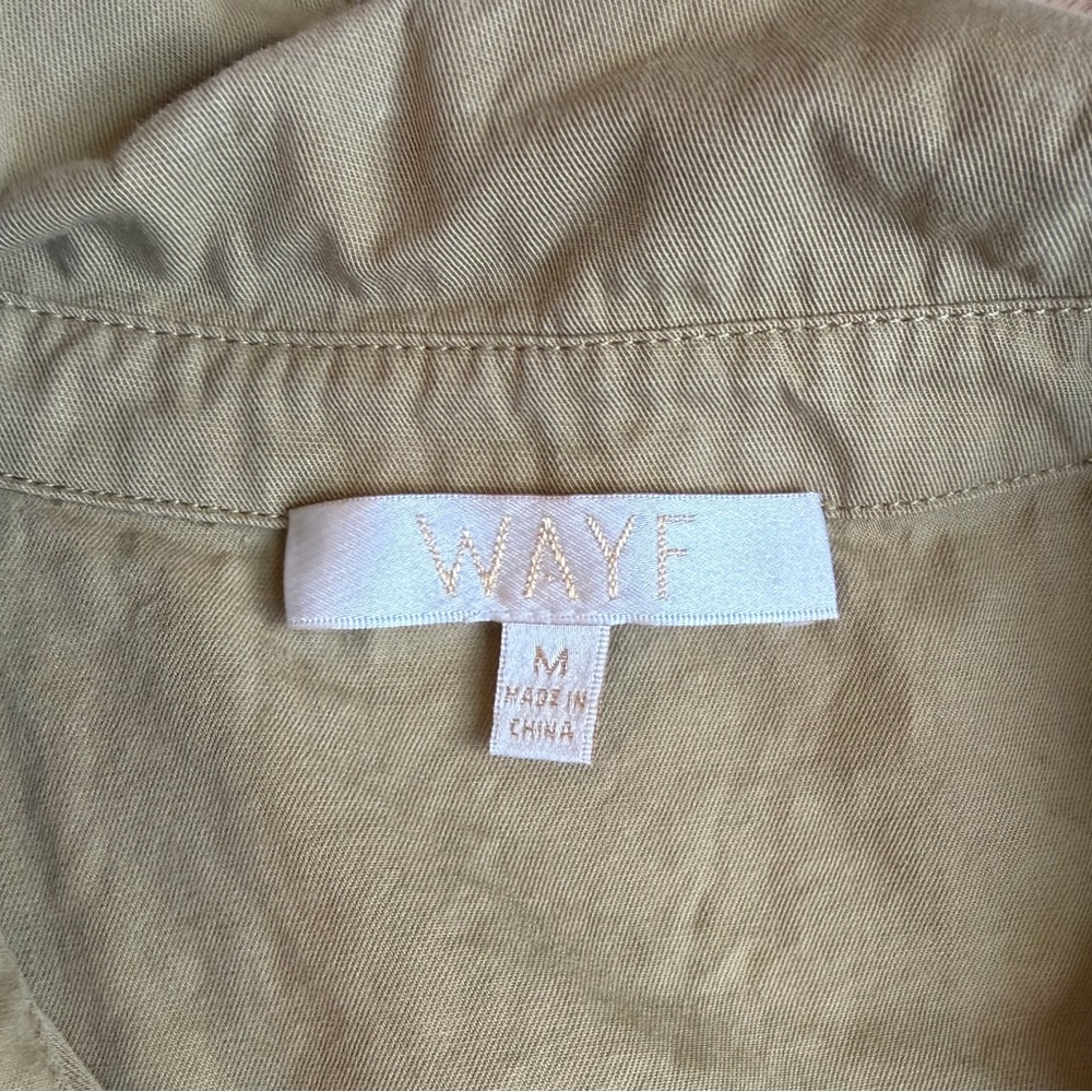 Wayf Libby Shirt Dress Khaki Tan Bloomingdale’s Cotton Lyocell Long Sleeve MED - Picture 5 of 11